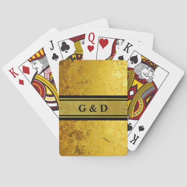 PURE GOLD pattern / gold leaf + your text Playing Cards (Back)