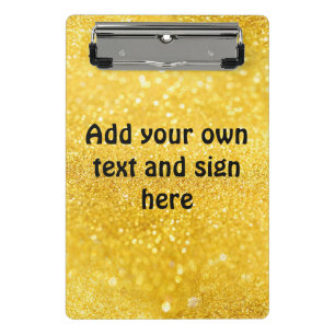 PURE GOLD Sparkles Pattern + your text / ideas Mini Clipboard