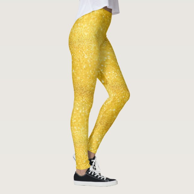 PURE GOLD Sparkles Pattern + your text / photo Leggings (Right)
