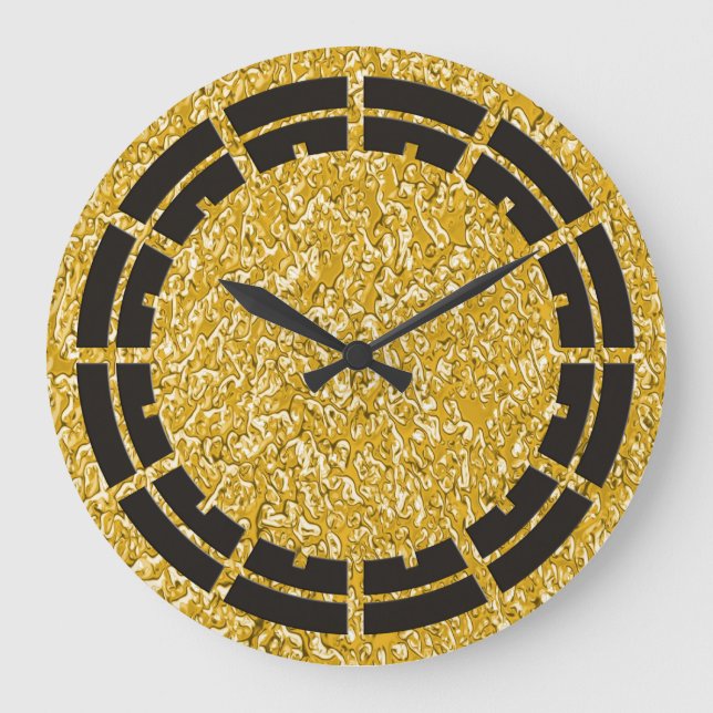 PURE GOLD Splatter Pattern + your image Large Clock (Front)