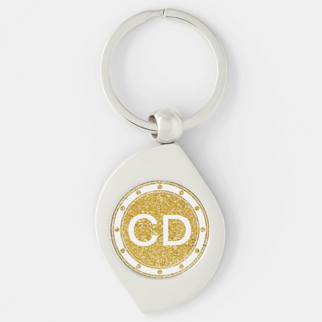 PURE GOLD Splatter Pattern + your image & monogram Key Ring (Front)