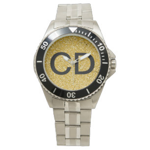 PURE GOLD Splatter Pattern + your image & monogram Watch