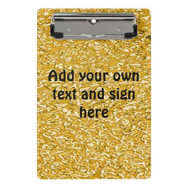 PURE GOLD Splatter Pattern + your text / ideas Mini Clipboard (Front)