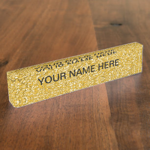 PURE GOLD Splatter Pattern + your text Nameplate