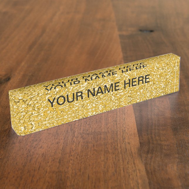 PURE GOLD Splatter Pattern + your text Nameplate (Side)