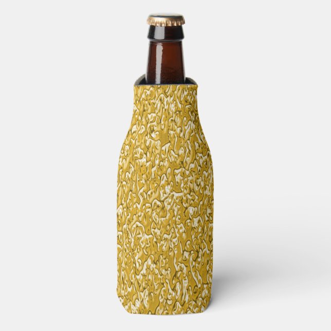 PURE GOLD Splatter Pattern + your text / photo Bottle Cooler (Bottle Front)