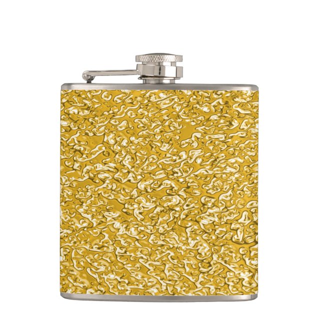 PURE GOLD Splatter Pattern + your text / photo Hip Flask (Front)