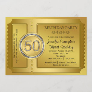 Pure Gold Ticket 50th Birthday Party Invitation