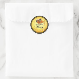 🍯 Pure Golden Honey – Bee & Honeycomb Premium Sti Classic Round Sticker