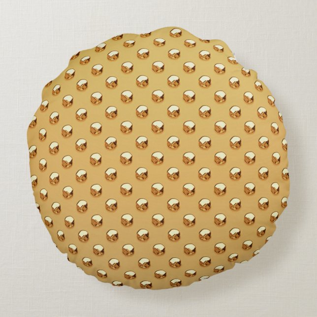 PURE GOLDEN PEARLS Pattern + your text / photo Round Cushion (Back)