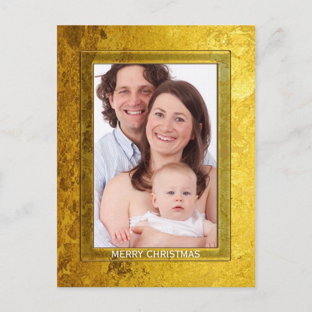 Pure Golden Photo Frame I + your photo & text Holiday Postcard (Front)