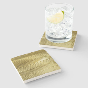 PURE GOLDEN WAVES Pattern + your text / photo Stone Coaster