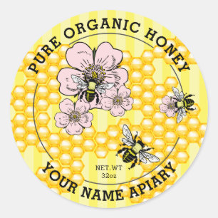Pure Honey Jar Labels   Honeybee