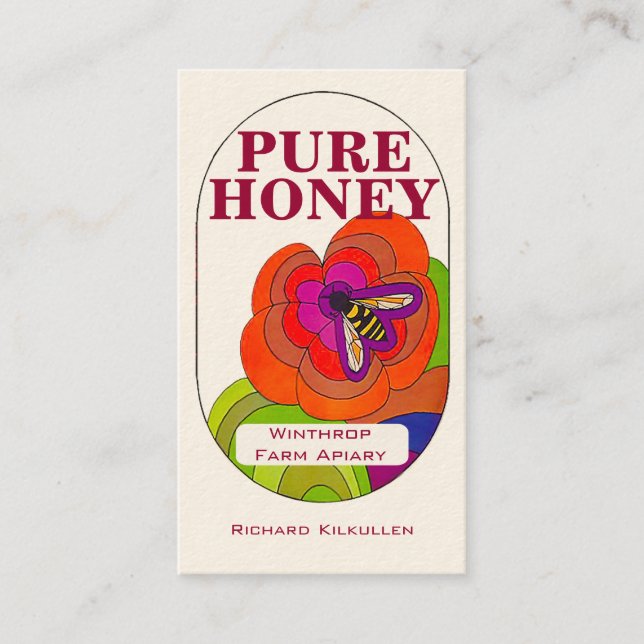 Pure Honey Pop Art Flowers Business Card (Front)