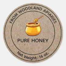 Pure Honey Pot Apiary Canning Jar Label Kraft