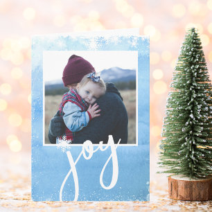 Pure Joy Holiday Photo Watercolor Snowflake Card