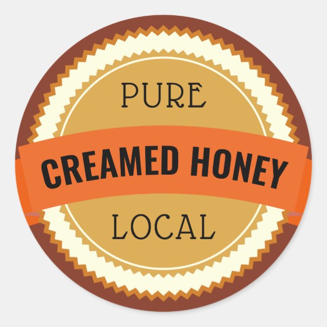 Pure Local Creamed Honey Jar Classic Round Sticker (Front)