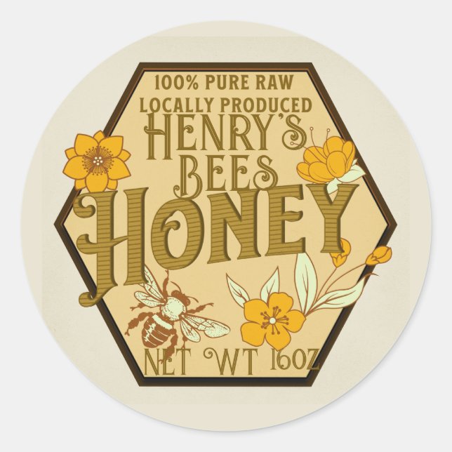 Pure, Local & Sustainable Artisan Honey labels (Front)