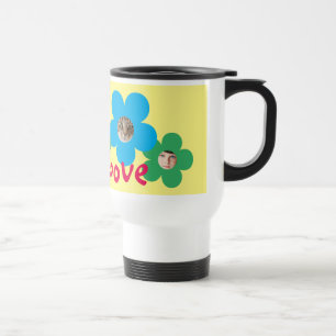 PURE LOVE   FUN FLOWER FACES   Fully Customisable Travel Mug