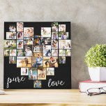 Pure Love Heart Shaped Photo Collage Small Square Canvas Print<br><div class="desc">Create your own heart shaped Photo Collage with 36 of your favourite family pics and selfies. The collage comprises a variety of landscape, portrait and square shapes to give you plenty of options when placing your own photo. The design is complete with "Pure Love" which is lettered in elegant handwritten...</div>
