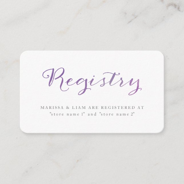 Pure Love Watercolor Registry Cards / Violet (Front)