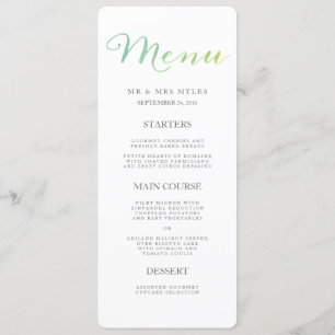 Pure Love Watercolor Wedding Menu / Lime Emerald