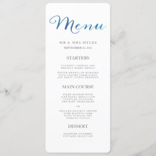 Pure Love Watercolor Wedding Menu / Ocean Blue