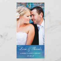 Pure Love / Watercolor Wedding Photo Card / Blue