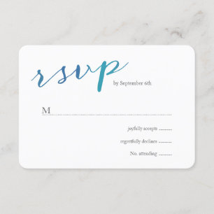 Pure Love Watercolor Wedding RSVP / Ocean Blue Card