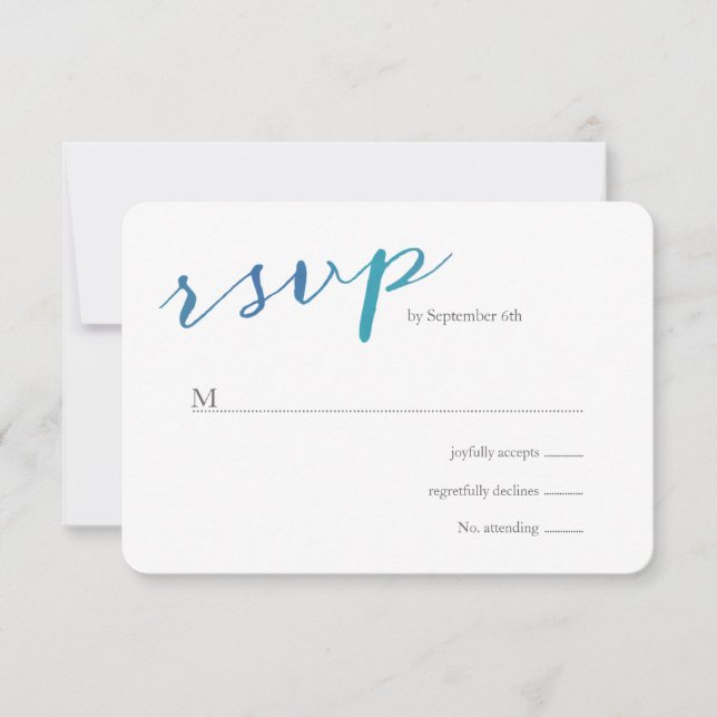 Pure Love Watercolor Wedding RSVP / Ocean Blue Card (Front)