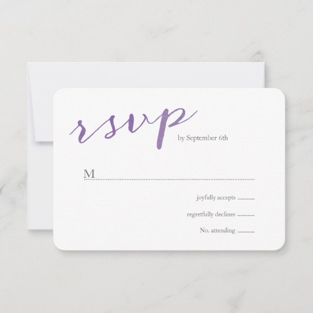 Pure Love Watercolor Wedding RSVP / Violet (Front)