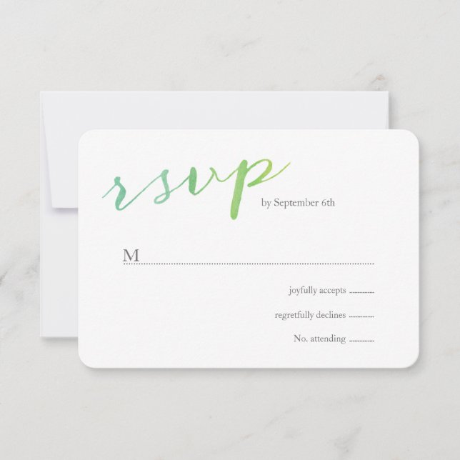 Pure Love Watercolor Wedding RSVP / White Back Card (Front)