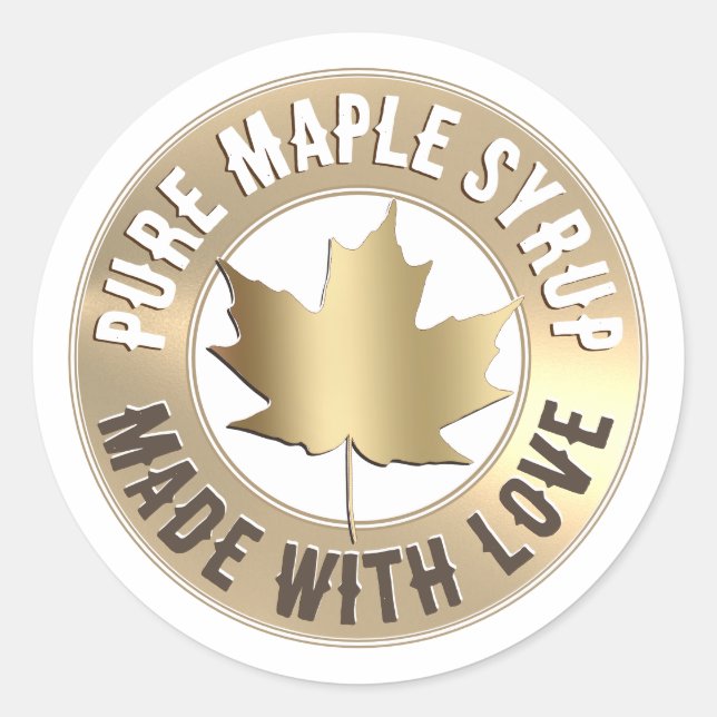 Pure Maple Syrup Label Sugarmaker’s Name Gold Leaf (Front)