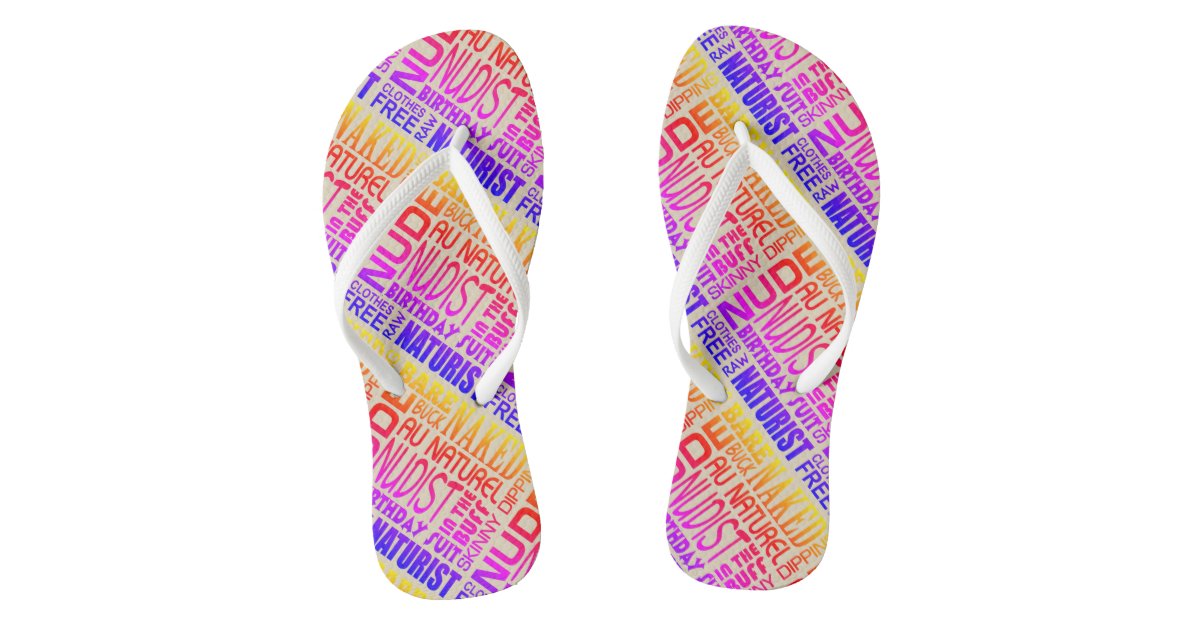 Pure Nudism, Hot Print, Naturist/Nudist Flip Flops | Zazzle.co.uk