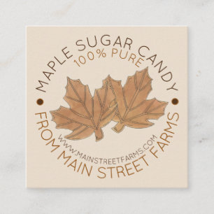 Pure Organic Maple Sugar Candy Vermont Maine Square Business Card
