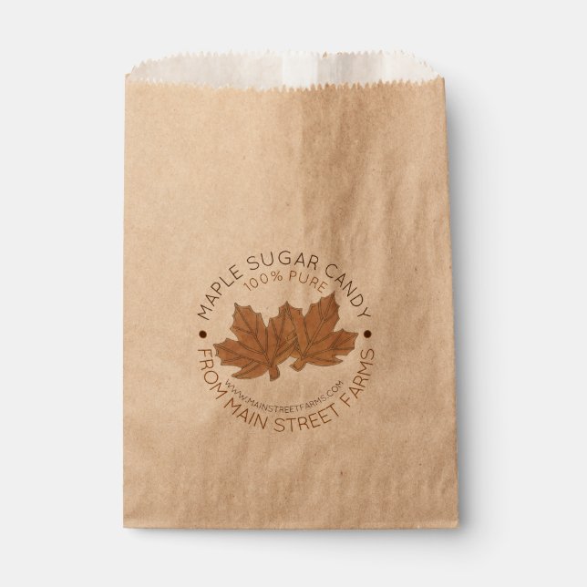 Pure Organic Maple Sugar Syrup Candy Leaf Leaves Favour Bags (Front)