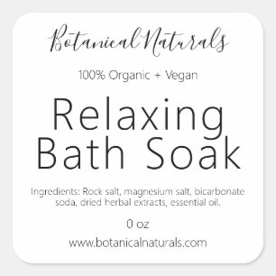 Pure Organic Vegan Handmade Bath Soak Labels