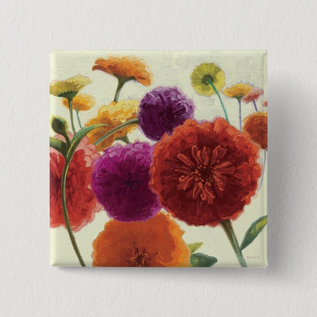 Pure Palette Zinnias 15 Cm Square Badge (Front)