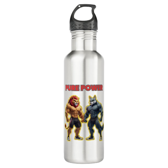 Pure Power – Strong Animal Muscle Cartoon Design 710 Ml Water Bottle (Front)