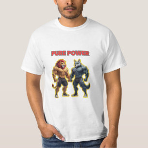Pure Power – Strong Animal Muscle Cartoon Design T-Shirt