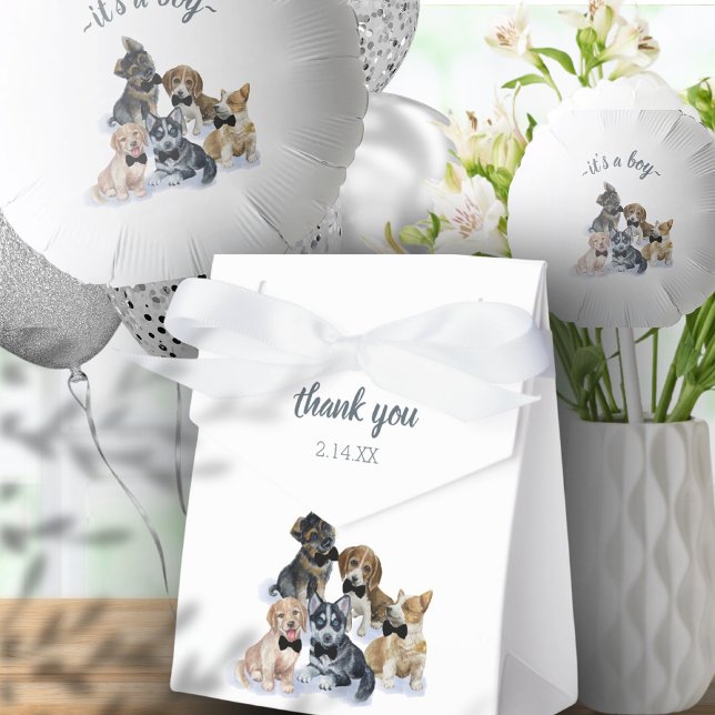 Pure Puppy | Black Tie Elegant Cute Baby Shower Favour Box (Pure Puppy | Black Tie Elegant Cute Baby Shower Favor Boxes)