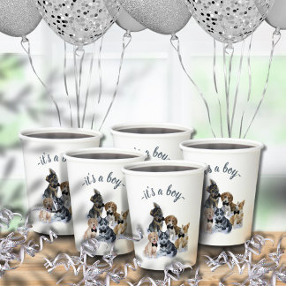Pure Puppy | Black Tie Elegant Cute Baby Shower Paper Cups