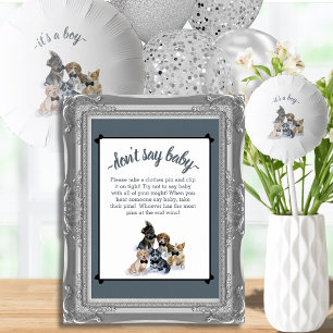 Pure Puppy   Elegant Don't Say Baby Shower Game Poster
