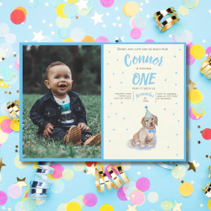 Pure Puppy 🐶 Labrador First Birthday Party Photo Invitation