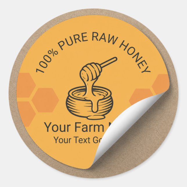 Pure Raw Honey Farm Label (Front)