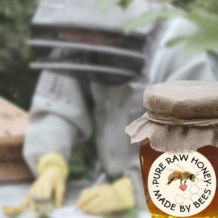 PURE RAW HONEY Honeybee Honeycomb and Heart Classic Round Sticker