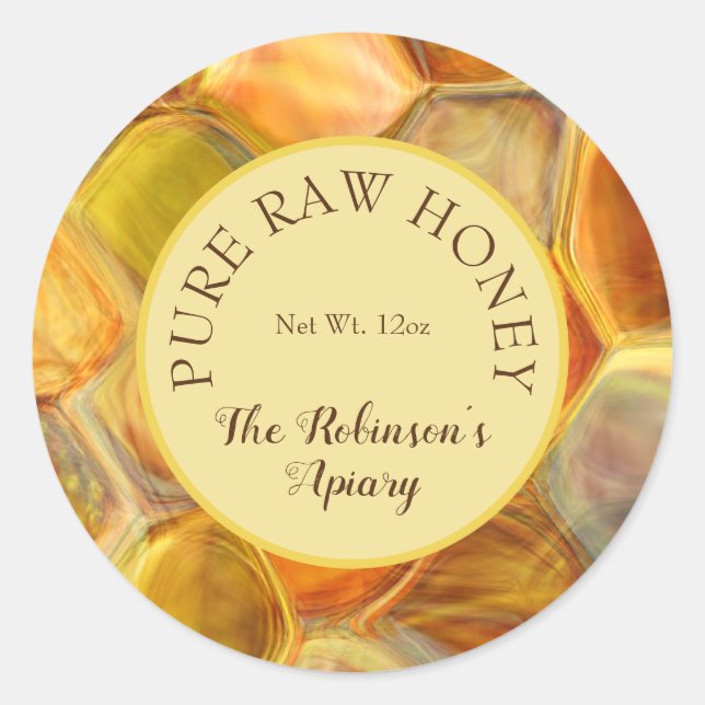 Pure Raw Honey Label Classic Round Sticker (Front)