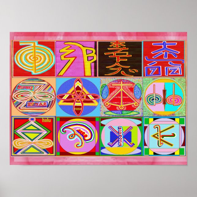 Pure REIKI Healing Art - 12 Symbols Poster (Front)