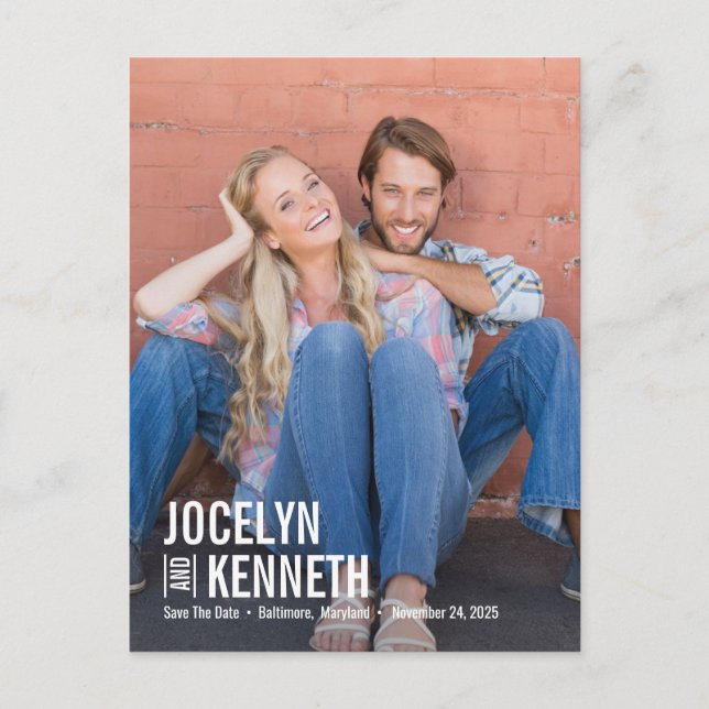 Pure Simplicity EDITABLE COLOR Save The Date Postcard (Front)