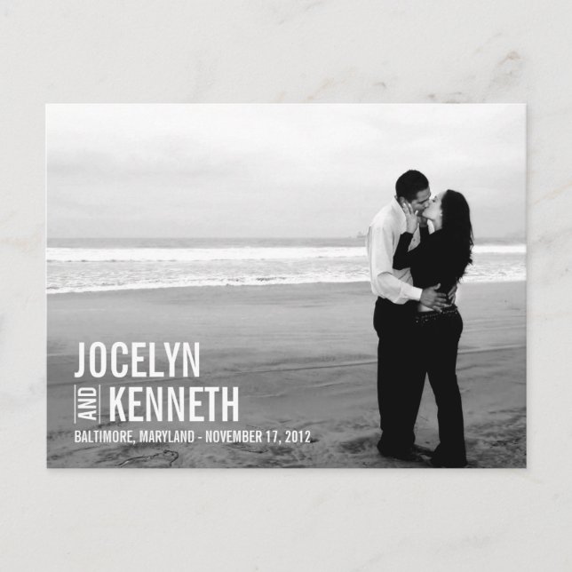 Pure Simplicity Save The Date Postcard - White (Front)